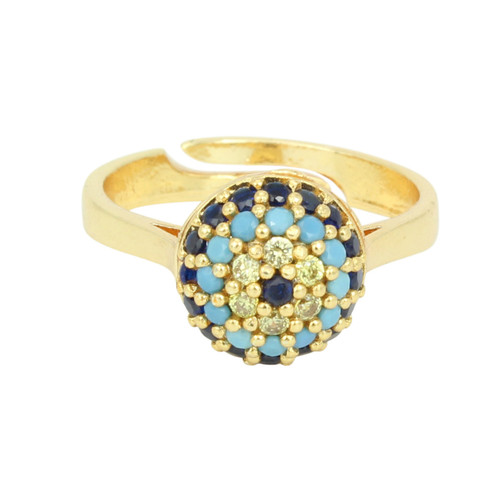 Gold Plated Evil Eye Circle Ring
